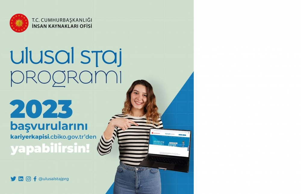 T.C. Cumhurbaşkanlığı İnsan Kaynakları Ofisi'nin öncülüğünde Ulusal Staj Programı 2023 başvuruları başladı.