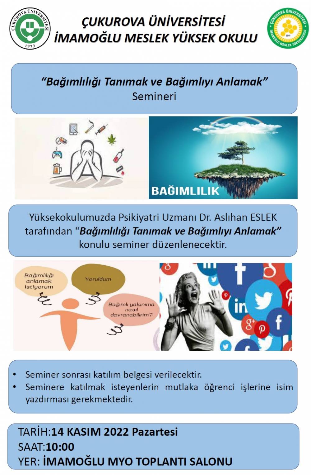 Bağımlılığı Tanımak ve Bağımlıyı Anlamak Konulu Seminer